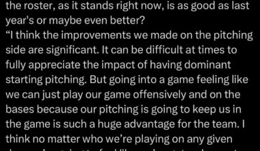 [Smith] Craig Breslow on if he thinks the roster is as good as last year’s