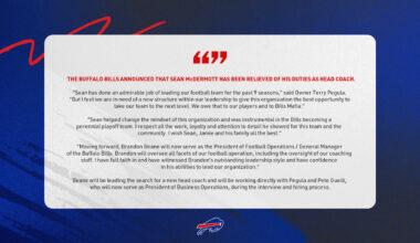 Buffalo Bills announce Sean McDermott has been relieved of his duties as head coach