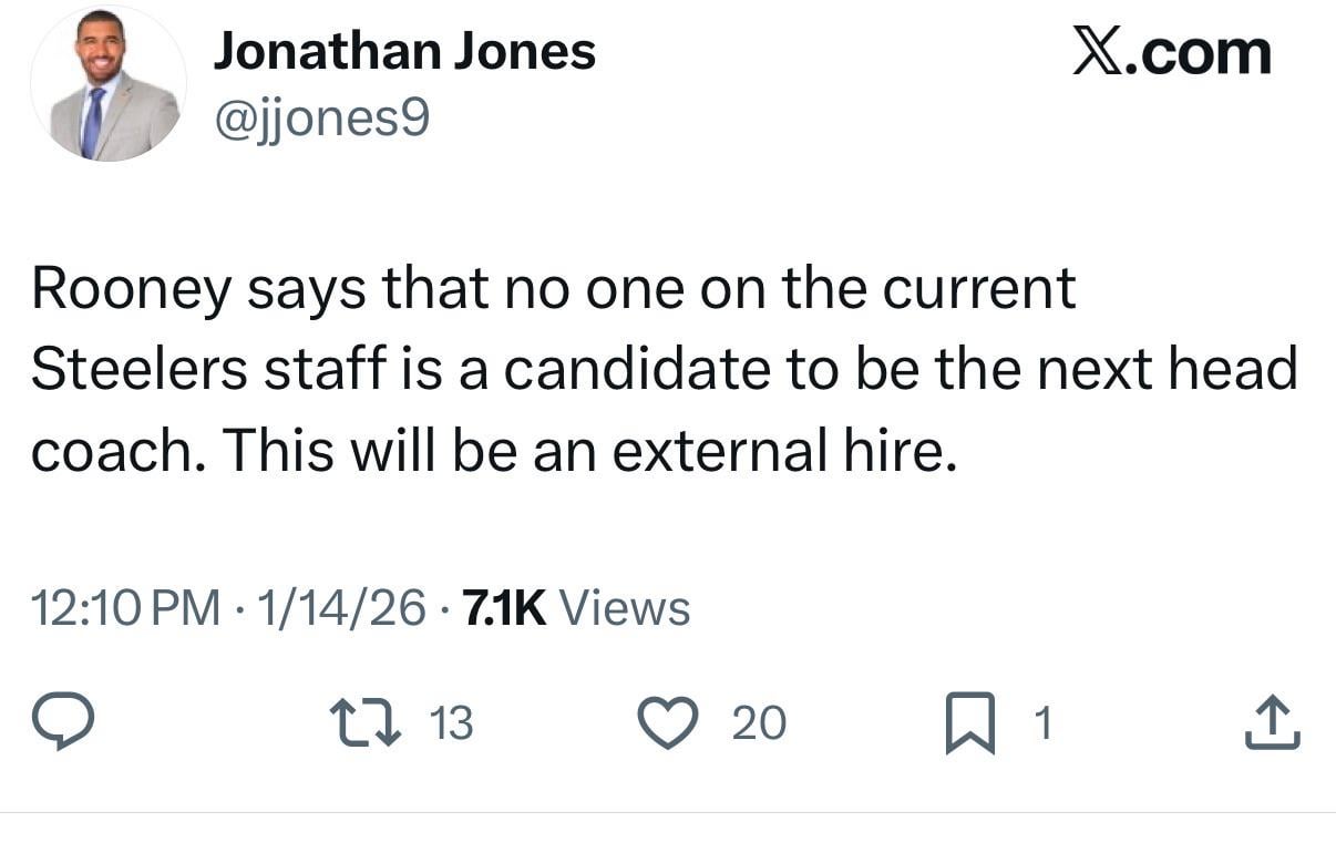 Art Rooney II confirms that next head coach will be an external hire