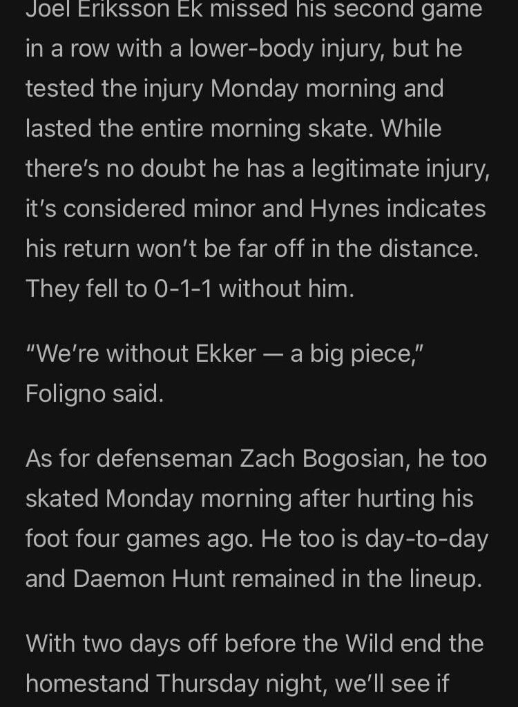 Eriksson Ek and Bogosian updates