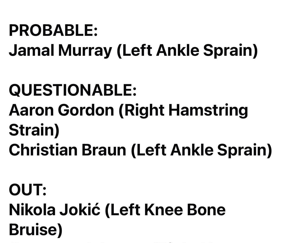 AG AND BRAUN ARE NOW QUESTIONABLE