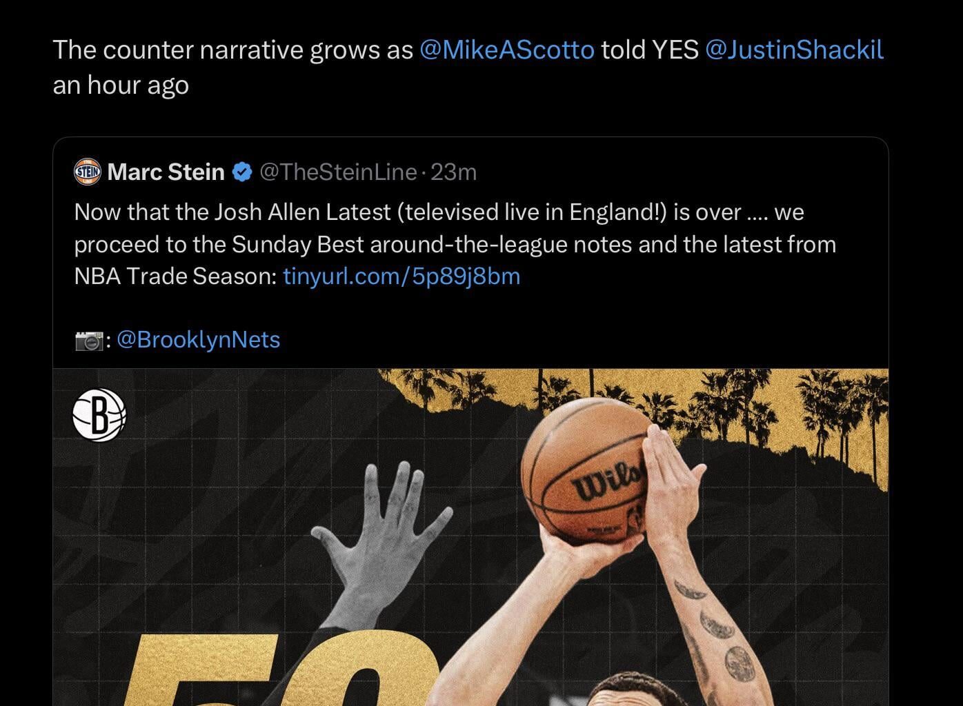 “I keep hearing pushback about Nets' willingness to part with [Michael] Porter before the offseason” - Marc Stein