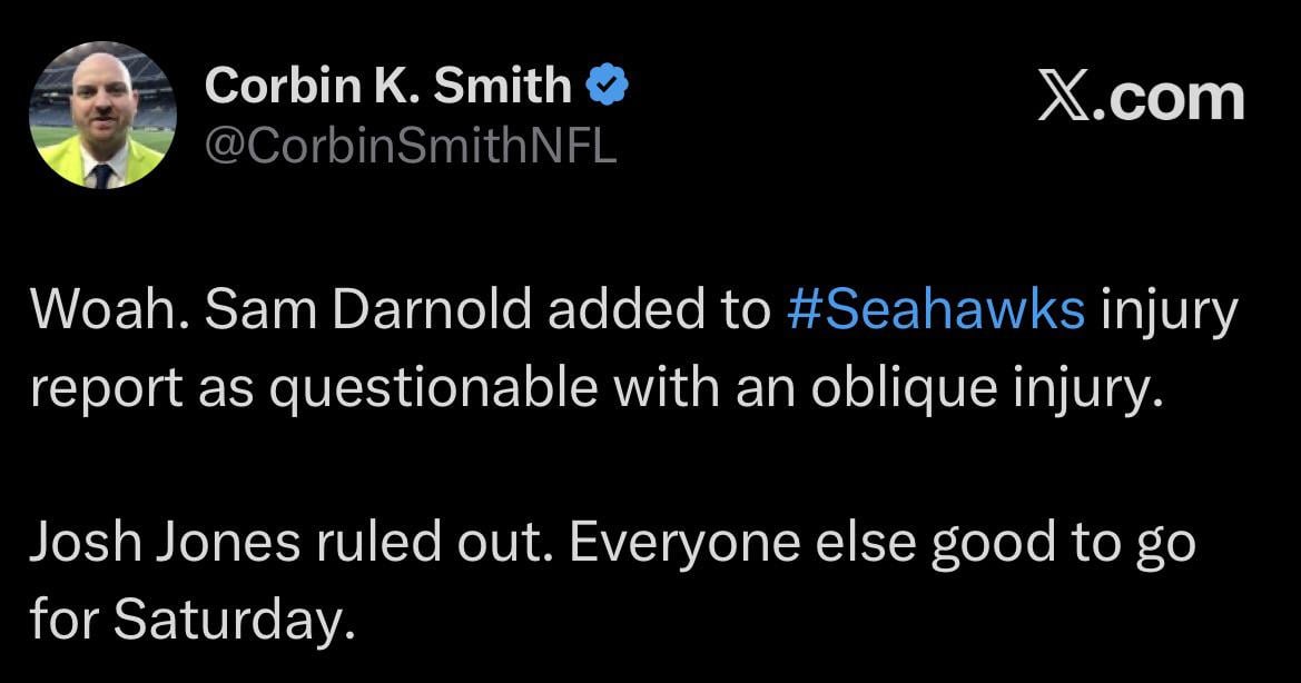 [Corbin] Darnold… questionable?