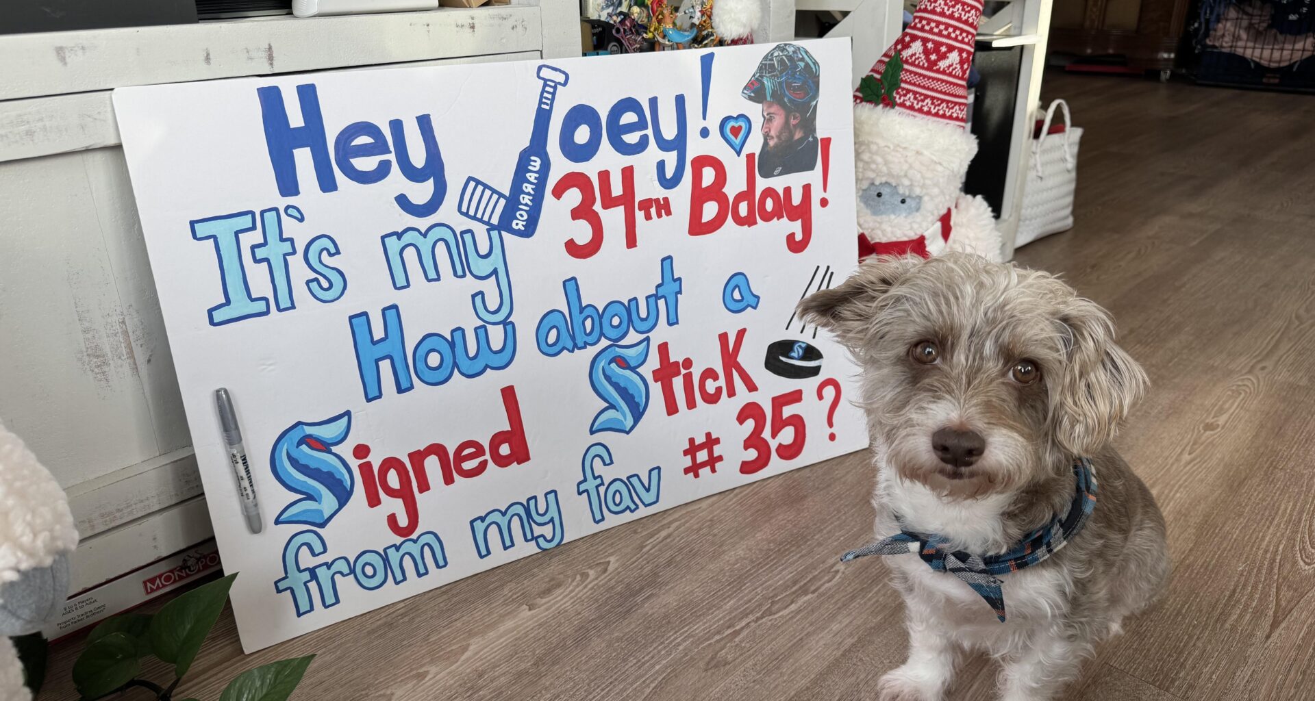 Don’t know what my chances are tonight, but I’m proud of the sign I made! 😅❤️💙🩵