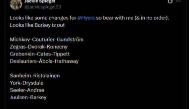[Spiegel] Looks like some changes for Flyers so bear with me (& in no order). Looks like Barkey is out