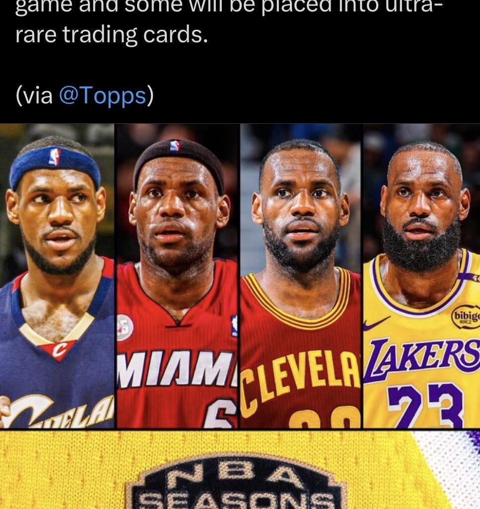 [Underdog/Topps] LeBron James will wear a special-edition “23rd season” jersey patch for the rest of the season. The patches will be removed after each game and some will be placed into ultra rare trading cards