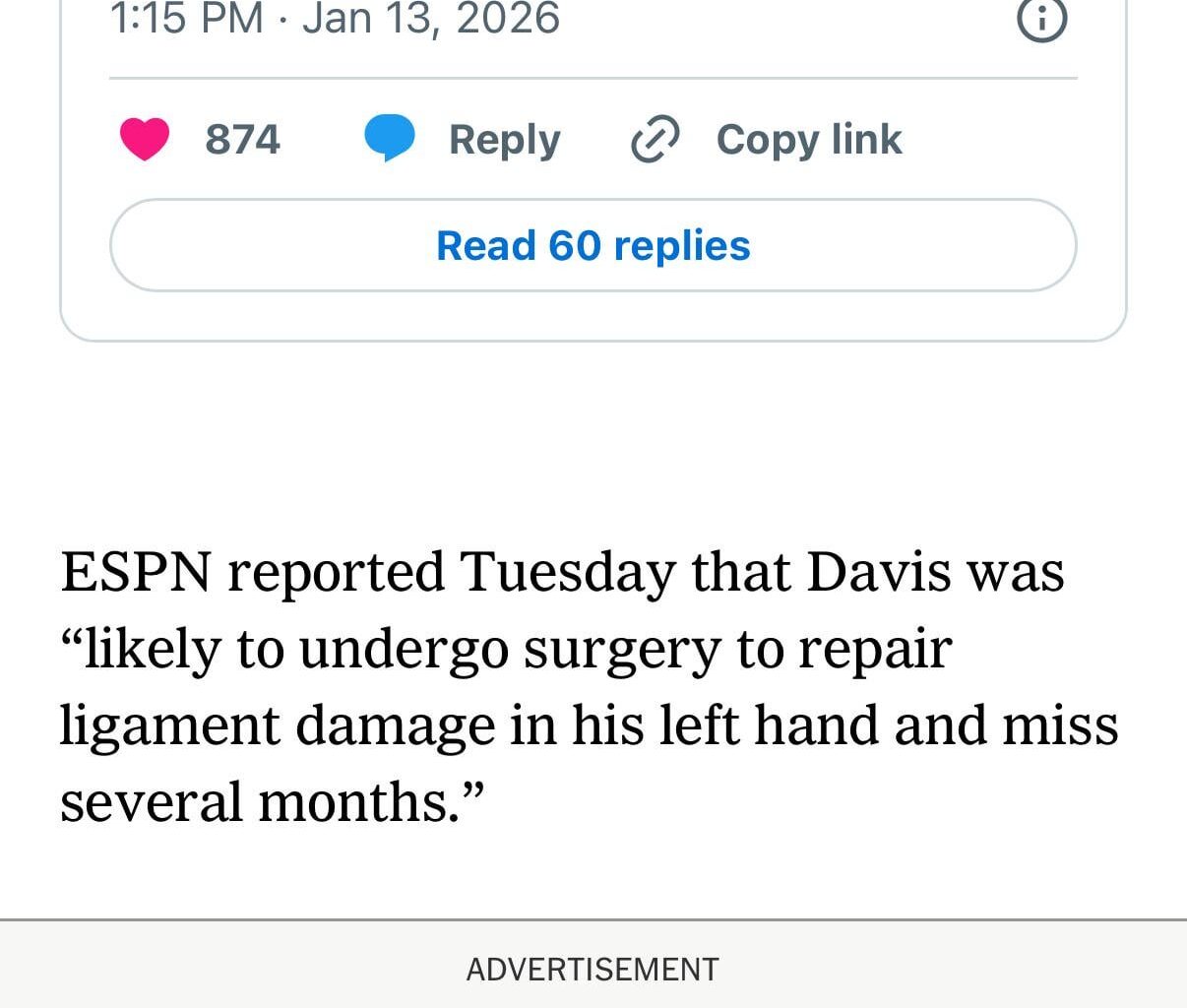 AD ad on AD article about AD disputing reports about AD
