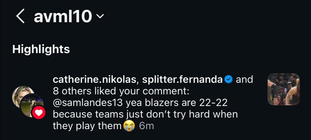 Tiago Splitters wife Fernanda just liked my comment on instagram