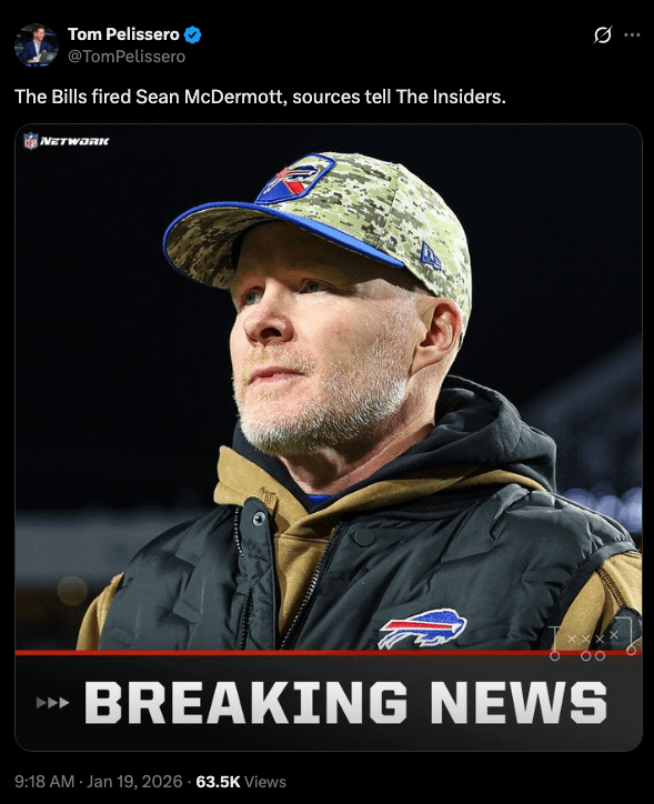 The Bills fired Sean McDermott