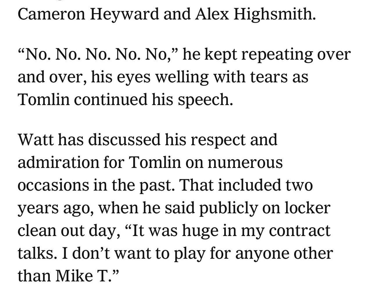 TJ, JPJ, and many others were also saddened to learn of Tomlin’s departure 🥺