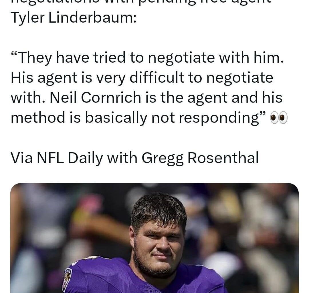 [Rap] Ravens Trying To Negotiate W/ Tyler Linderbaum's Agent But Have Received NO Reponse