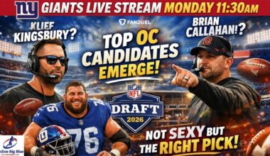 NY Giants Top OC Candidates REVEALED | Drafting O-Line Isn’t Sexy—It’s SMART | LIVE 11:30am
