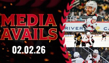 Claude Giroux, Shane Pinto, Michael Amadio, Tim Stützle, Travis Green Postgame Media vs PIT