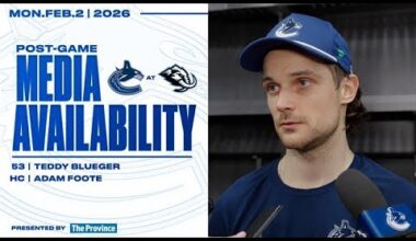 Teddy Blueger & Head Coach Adam Foote Post-Game Media | Canucks at Mammoth (Feb 2, 2026)