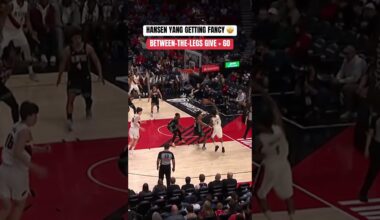 Yang drops it off through his legs to Wesley, then gets it back in the paint for the finish 🤩