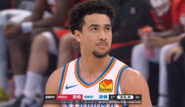 Jared McCain standing ovation and scores first bucket in OKC debut vs Rockets