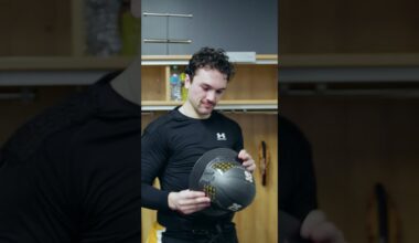 Avery Hayes Gets Postgame Helmet After NHL Debut