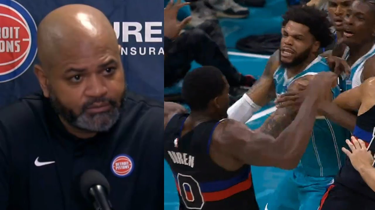 JB Bickerstaff says Hornets crossed the line during huge fight with Pistons 👀
