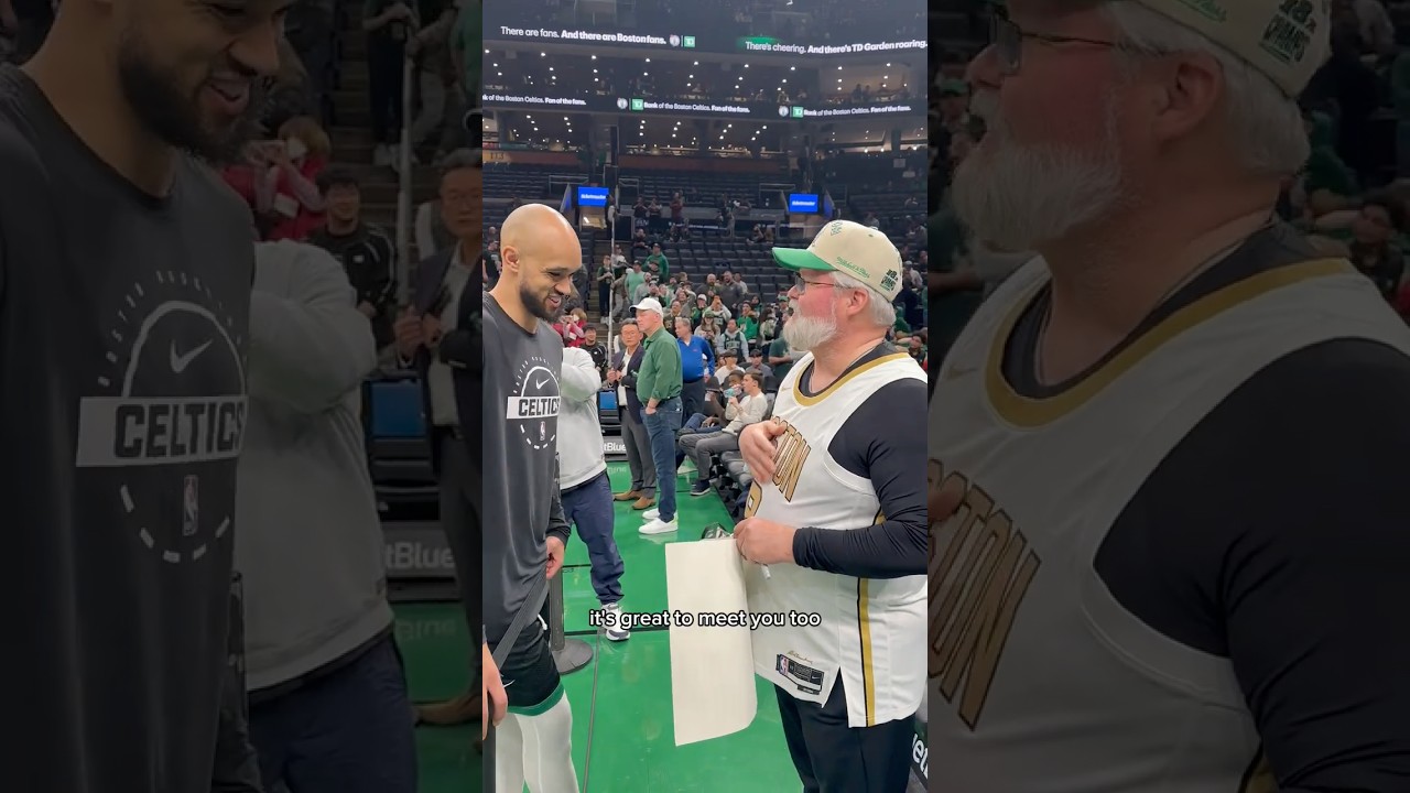 Derrick White made a longtime fan's birthday wish come true 💚 #celtics #nba #shorts