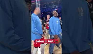 Lotta ATL love between these two 👽 #nba #hawks #jalenjohnson #anthonyedwards #nbaallstar