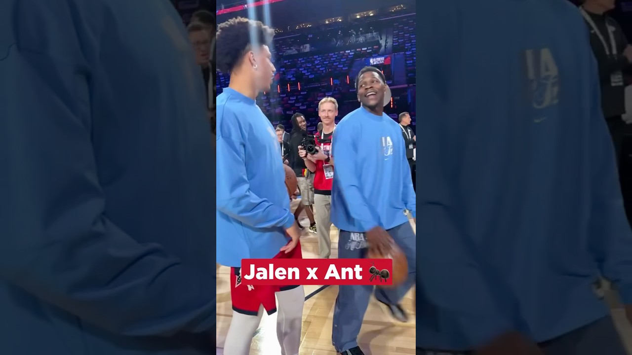 Lotta ATL love between these two 👽 #nba #hawks #jalenjohnson #anthonyedwards #nbaallstar