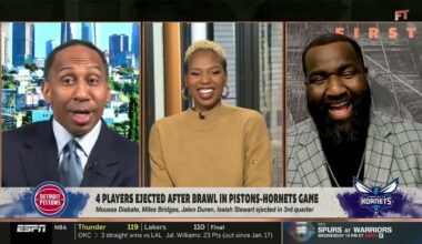 FIRST TAKE | "I love it!" - Stephen A. on 4 players ejected after brawl in Pistons-Hornets games