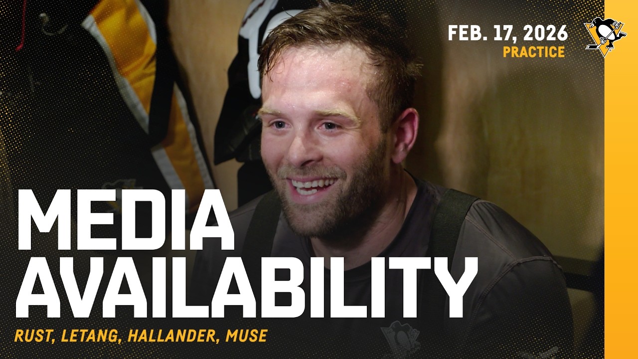 Rust, Letang, Hallander, Muse Media Availability (2.17.26) | Pittsburgh Penguins