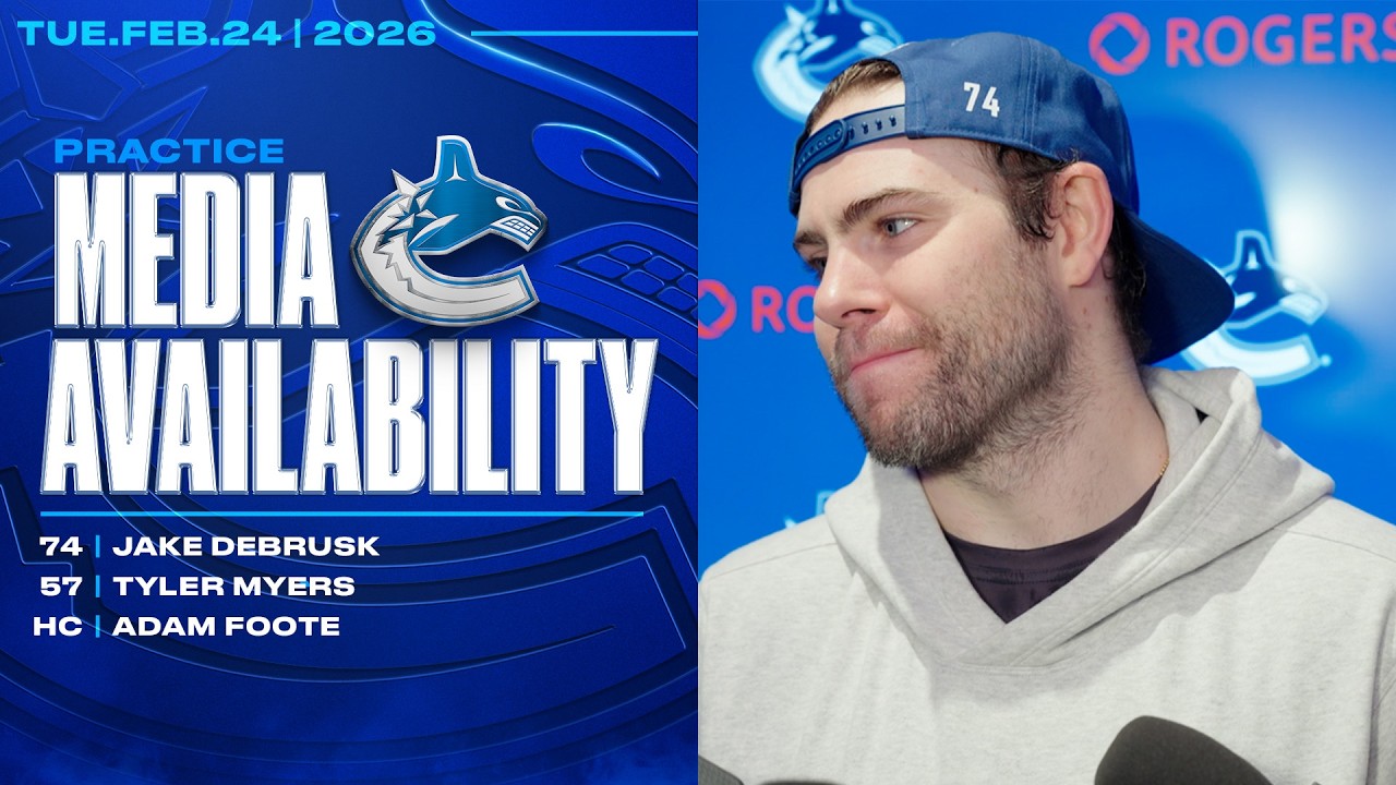 Jake DeBrusk, Tyler Myers & Adam Foote Practice Media Availabilities (Feb 24, 2026)