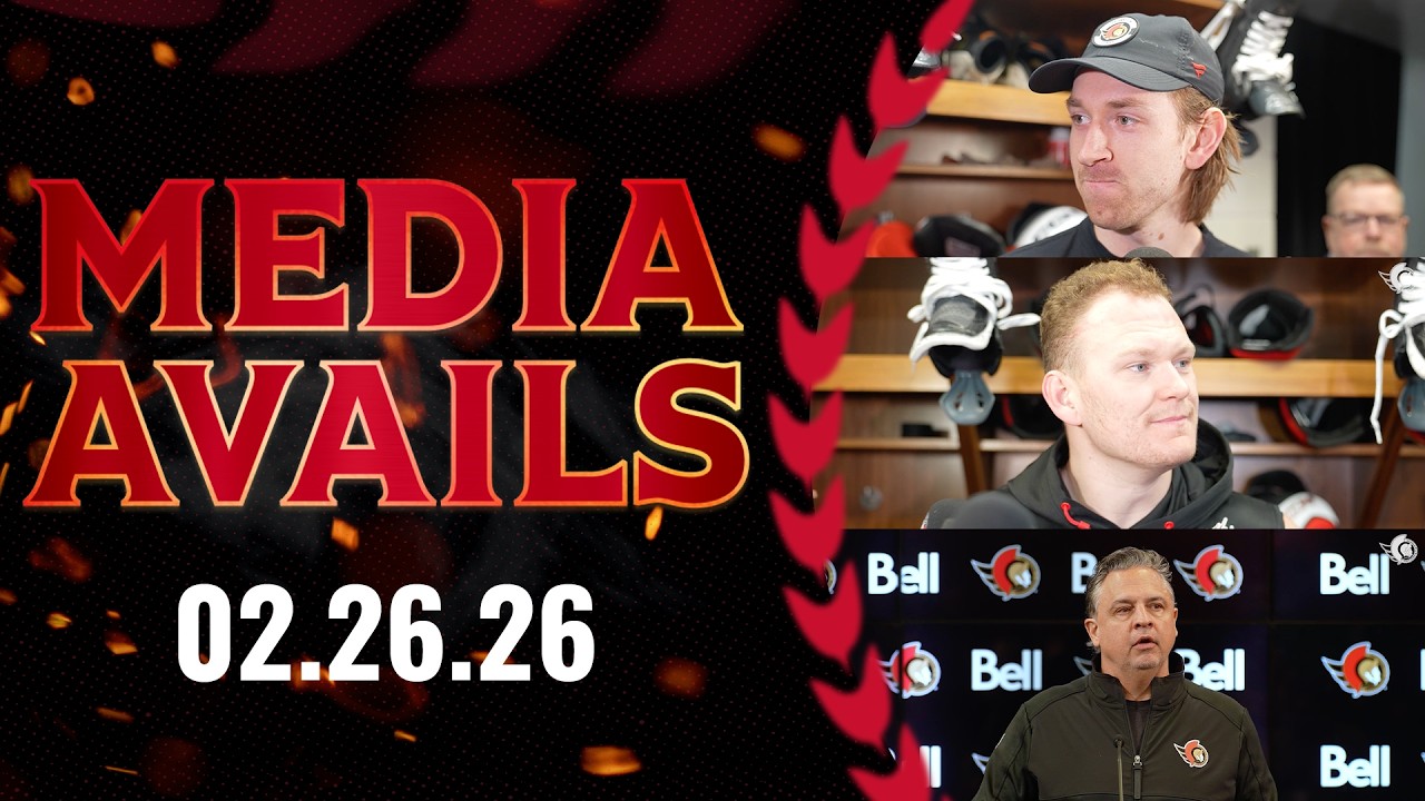 Brady Tkachuk, Jake Sanderson, Travis Green Pregame Media vs DET