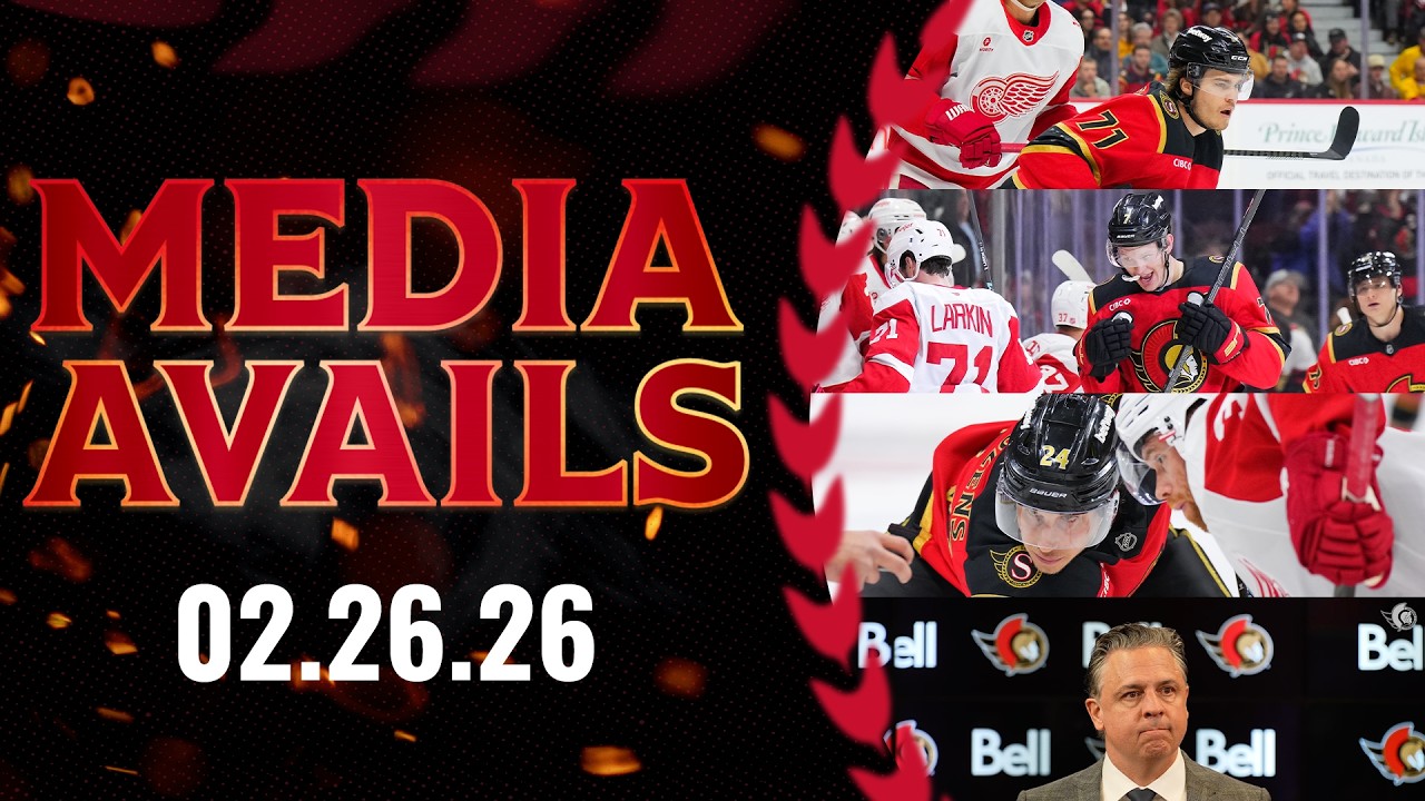 Dylan Cozens, Brady Tkachuk, Ridly Greig, Travis Green Postgame Media vs DET