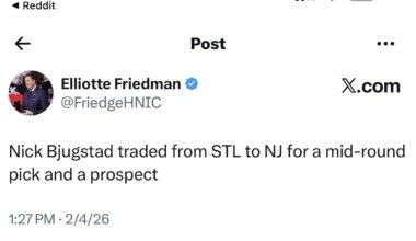 [Friedman] Nick Bjugstad traded from STL to NJ for a mid-round pick and a prospect