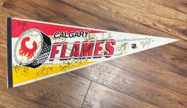Calgary Flames Team Signed Pennant (1993-4?) Signature Identification