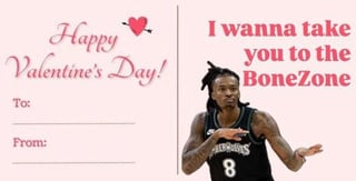 4th Annual Crunch Wears No Pants Timberwolves V-day cards