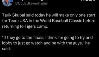 Tarik Skubal said today he will make only one start for Team USA in the World Baseball Classic before returning to Tigers camp.