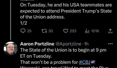 Zach Werenski will head to Washington D.C. for the State of the Union address