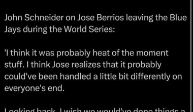 [Seixeiro] Schneider on Berrios leaving during the World Series: 'I think it was probably heat of the moment stuff. I think Jose realizes that it probably could've been handled a little bit differently on everyone's end.’