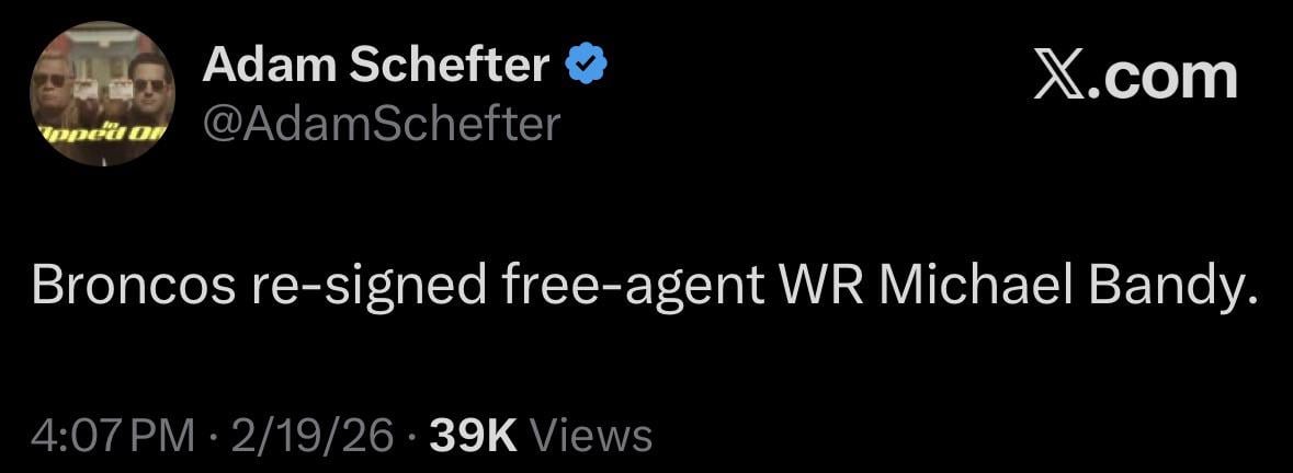 [Schefter] Broncos re-signed free-agent WR Michael Bandy.