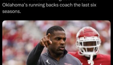 [Matt Zenitz] Oklahoma’s DeMarco Murray has emerged as one of the coaches of interest to the Kansas City #Chiefs for their running backs coach opening, sources tell @CBSSports. The former NFL star running back has been Oklahoma’s running backs coach the last six seasons.