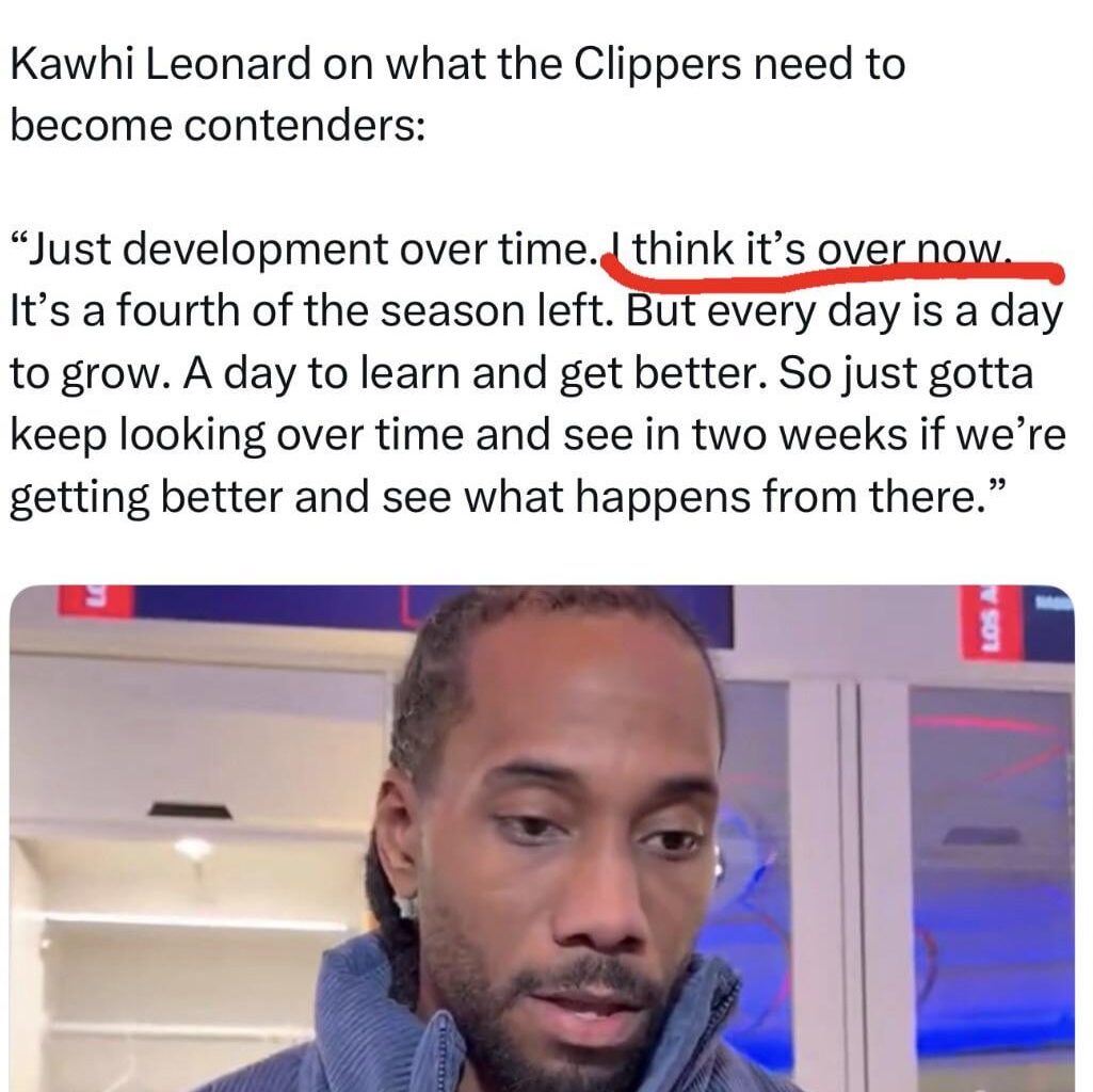 Man I get we aren’t true true contenders but at least put on a bold face for the rest of the team, sheesh..