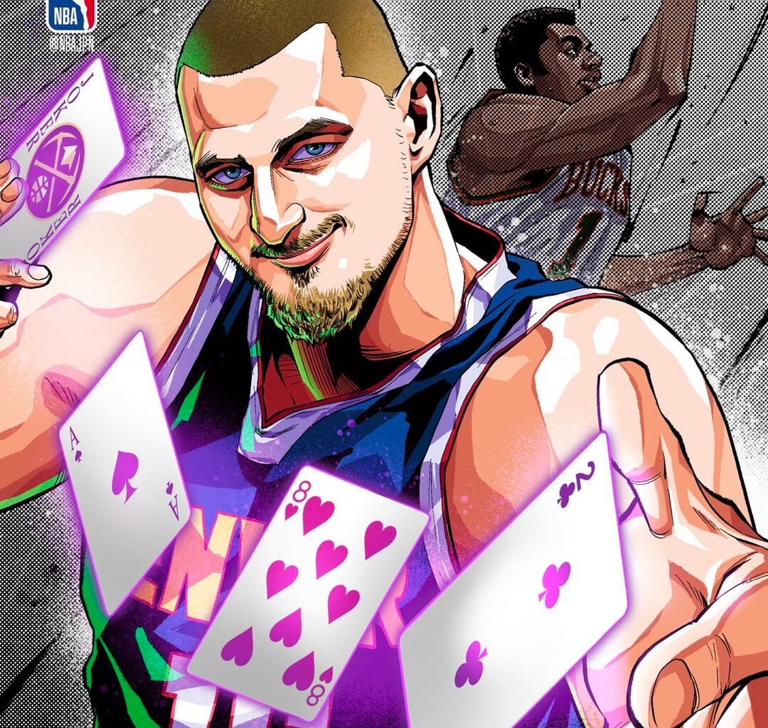 NBA Japan art piece celebrating Jokic become Second in the Triple Doubles all Time rank
