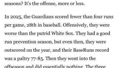 [Fangraphs] Six Takeaways from Our Playoff Odds Release: #2 Our Models Hate the Guardians