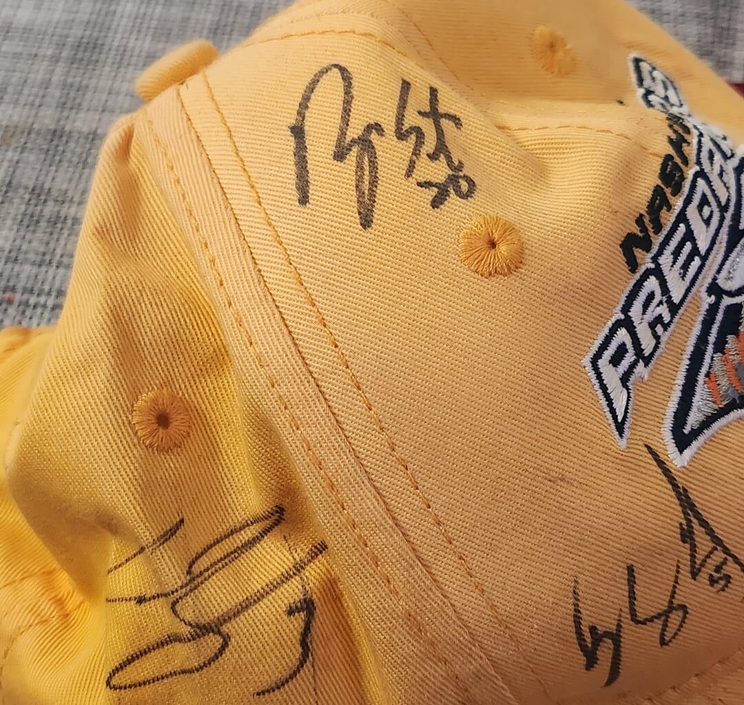 Signatures on hat from around 10-15 years ago. Who are some of these signatures? Not sure on some of them.