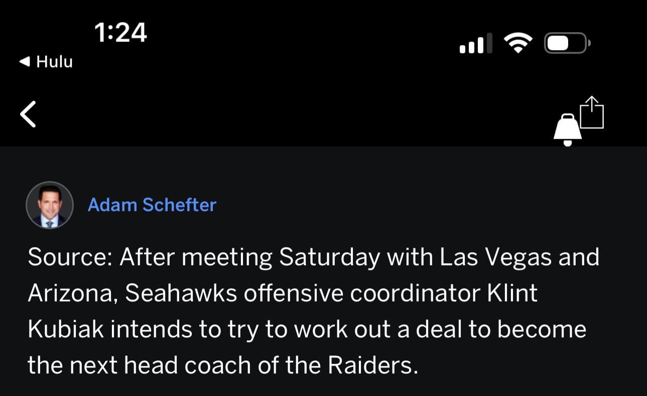 [Schefter] Evero will not get the Raider job