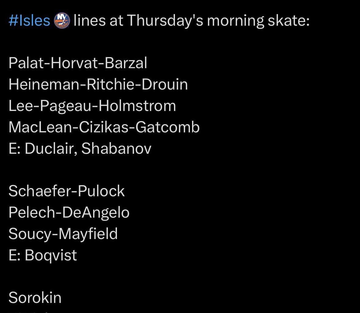 Calum Ritchie is (apparently) back while Duke will be a healthy scratch