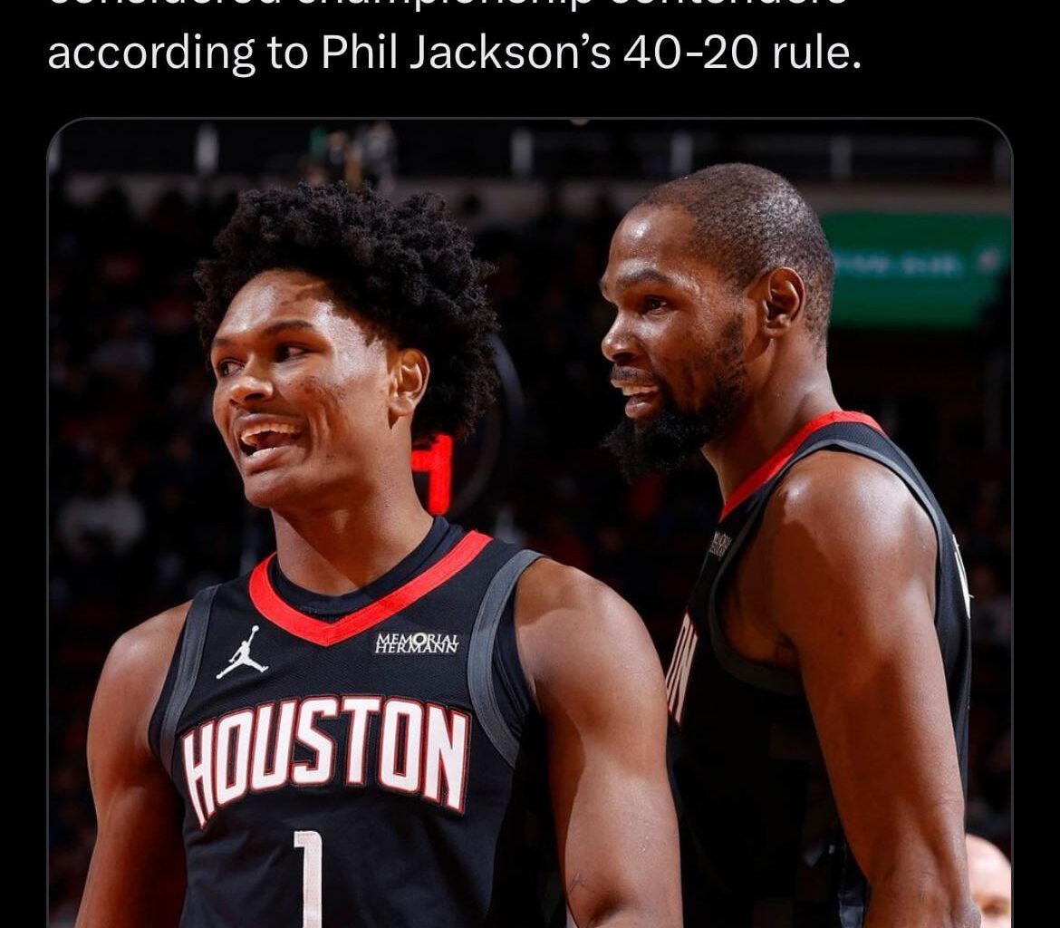The Rockets, with a 33-20 record, are not considered championship contenders according to Phil Jackson’s 40-20 rule