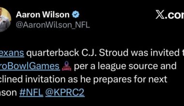 CJ declined invitation to the Pro Bowl