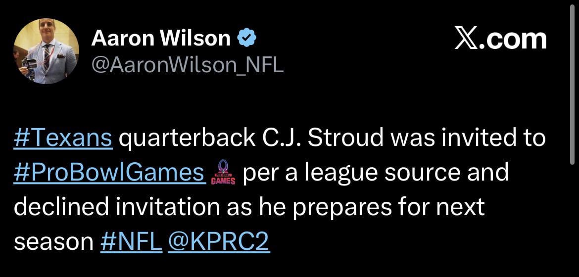 CJ declined invitation to the Pro Bowl