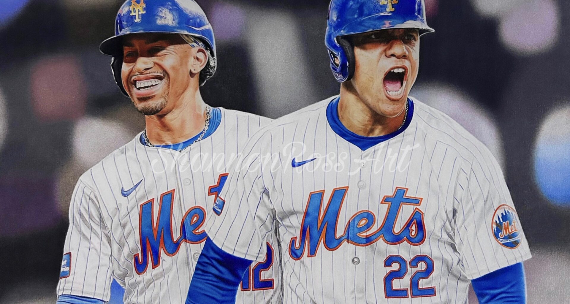 Pencil drawing of Francisco Lindor and Juan Soto