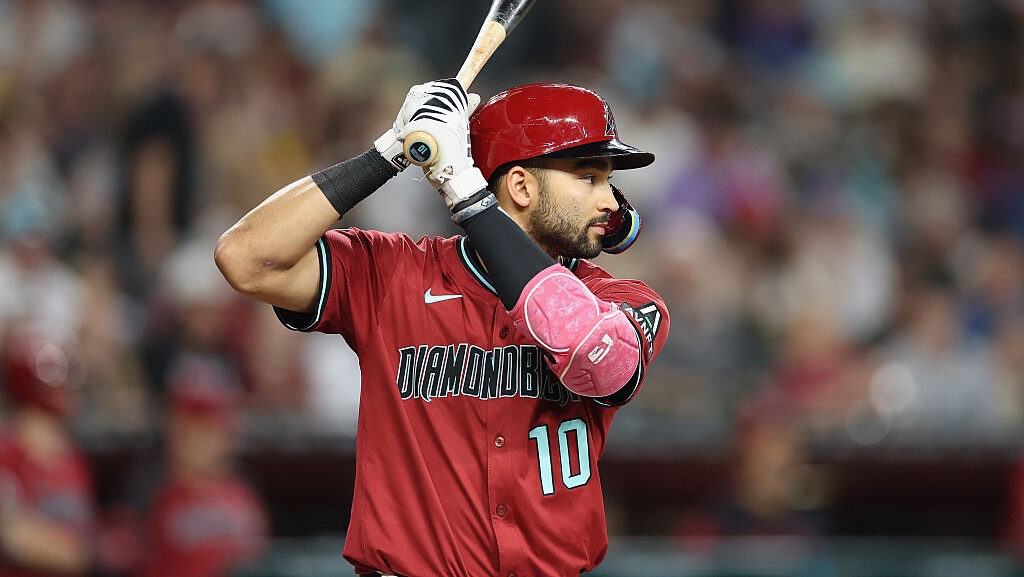 Jordan Lawlar #10 of the Arizona Diamondbacks...