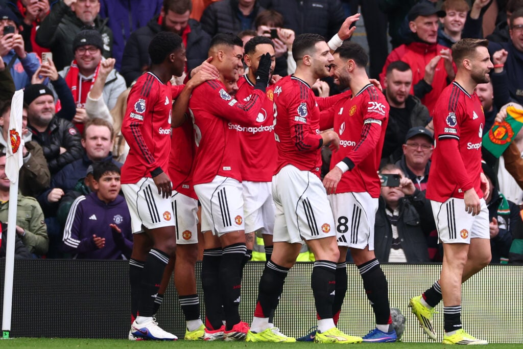 Casemiro during the Premier League match between Manchester United and Fulham at Old Trafford in 2026 in Manchester, England.